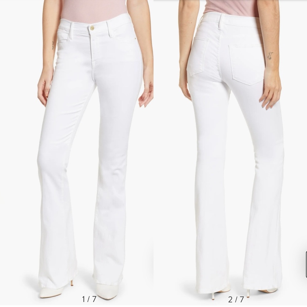 Frame Le High Rise Flare Leg Jeans White 25,27 NEW NWT